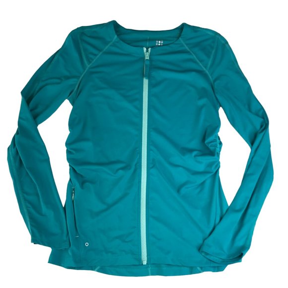 TITLE NINE Teal Zip Pullover Rash Guard Swim Shirt Women's M Svelte Sunbuster LS - Picture 6 of 12